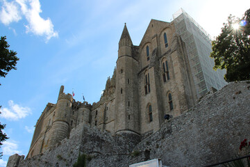 Fototapeta na wymiar medieval abbey at le mont-saint-michel (france)