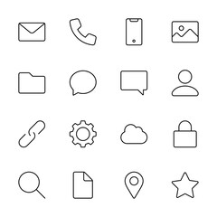 Set of web icons. Simple line art style icons pack.