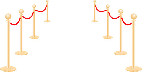 Red barrier rope. Golden award fence.