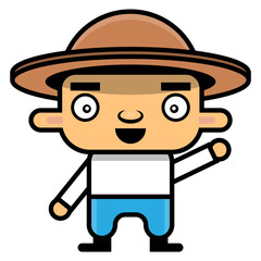 Cartoon illustration of Farmer wearing cowboy hat and get ready to work, best for mascot, logo, and sticker with agriculture themes