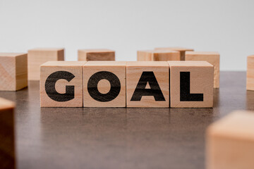 Business goal concept. Goal on wooden cubes