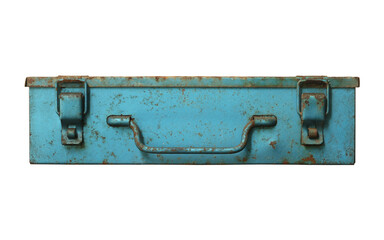 Rusty metal box front view (with clipping path) isolated on white background