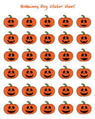Happy Halloween stickers collection with scary and funny pumpkins faces.