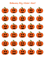 Happy Halloween stickers collection with scary and funny pumpkins faces.