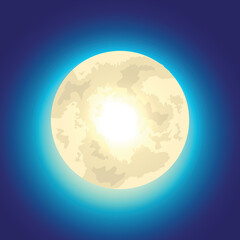 Obraz premium Full Moon on a Dark Blue Sky