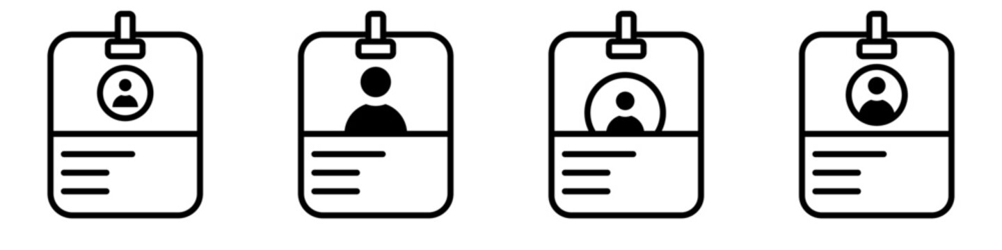 Conjunto de documento de identificaci&oacute;n. Tarjeta de identidad. Credencial de trabajo. Ilustraci&oacute;n vectorial