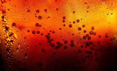 Fototapeta na wymiar macro cola texture,cola with ice food background, cola close-up, design element. beer macro bubbles, ice, bubble, background, ice cubes, abstract backgrounds