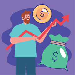 bearded man with money