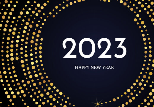 2023 Happy New Year of gold glitter pattern