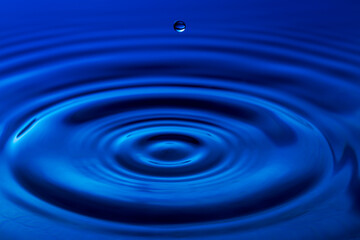 Naklejka na ściany i meble Macro water drop,Blue splash water droplets round water droplets in glass drops, splashes, sprays, abstract shapes out of water