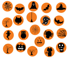 autumn holiday halloween horror set symbol set