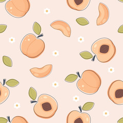 Peach pattern with pink background and camomiles