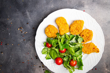 nuggets vegetarian no meat plant-based food healthy meal food snack on the table copy space food background