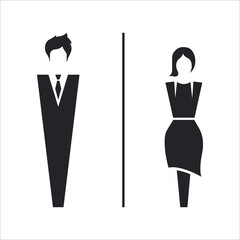 Restroom door pictograms. Woman and man public toilet vector icon