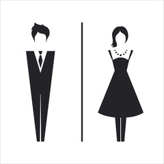Restroom door pictograms. Woman and man public toilet vector icon