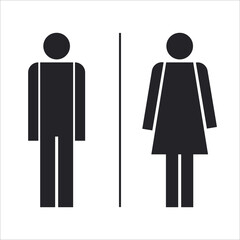 Restroom door pictograms. Woman and man public toilet vector icon