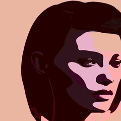 Abstract beautiful women portrait. Woman beauty fashion concept, minimalistic style. Trendy modern illustration for poster, banner, cover.