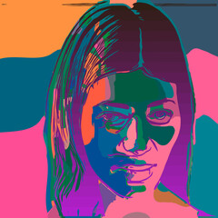 Abstract beautiful women portrait. Woman beauty fashion concept, minimalistic style. Trendy modern illustration for poster, banner, cover.