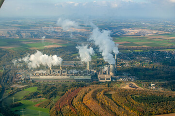 Power plant for electricity generation in operation.