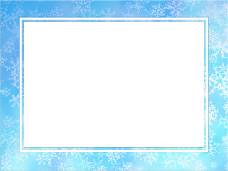 水色の雪のフレームがある背景素材
