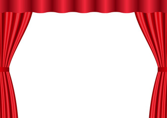 赤色の劇場カーテン型の背景フレーム