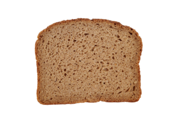 Slice of organic brown bread  isolated on transparency photo png file 