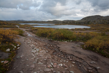 Autumn season landscape in Teriberka Village, Murmansk, Russia