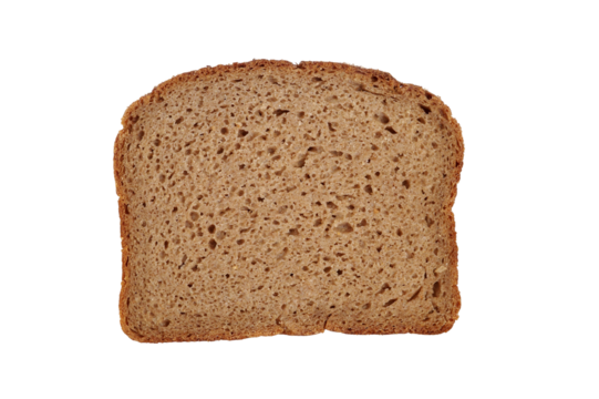 Slice of organic brown bread  isolated on transparency photo png file 