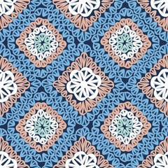 Granny Square Crochet Seamless Pattern - 532498905