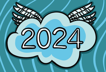 2024 Happy New Year logo text design. 2024 number design template. Brochure design template