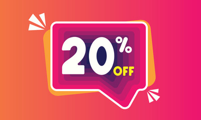 20 percent off. A red banner with a floating banner for promotions and offers.