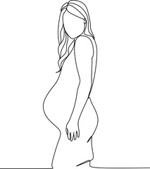Continuous line drawing of pregnant woman vector illustration