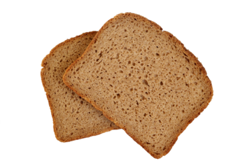 Two slices of organic brown bread  isolated on transparency photo png file 