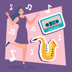 woman dancing with saxophone