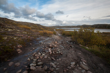 Autumn season landscape in Teriberka Village, Murmansk, Russia