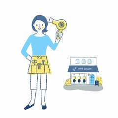 女性美容師とヘアサロン