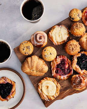 Flat Lay Pastries and Coffee