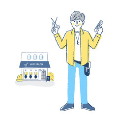 男性美容師とヘアサロン