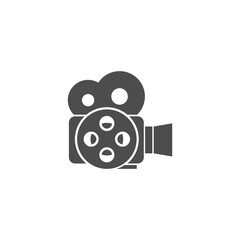 Retro cinema camera icon isolated on white background