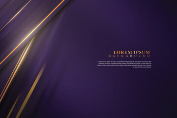 Luxury purple stripes with shiny golden lines background.