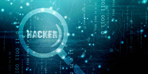 Fototapeta premium 2d illustration cyber crime and internet privacy hacking.Network security,cyber attack,computer virus,ransomware and malware concept