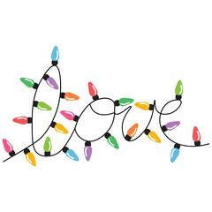 Christmas lights string isolated on white background vector