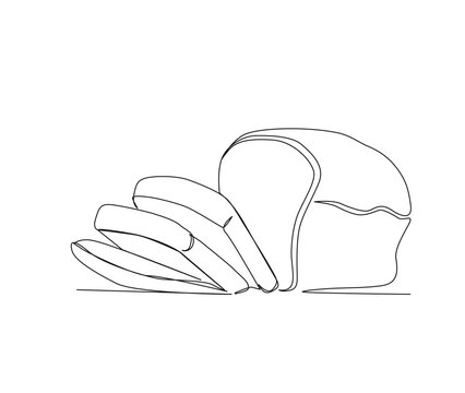 recommend clip art: Continuous line drawing of White Bread vector illustration. White Bread single line art hand drawn minimalism style.