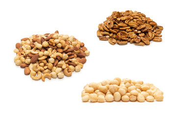 Pecan-nut isolated on white background.