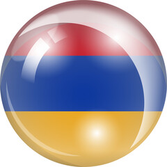 Fototapeta premium Armenia Round flag illustration. Flag of Armenia as round glossy icon. The flag of Armenia in a circle. Button with Armenia flag. 