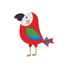 Cartoon tropical parrots. Vector illustration isolated on white background. Colorful birds for use in decor, logos, cards, patterns and various designs.