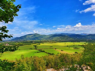 landscape with mountains and blue sky