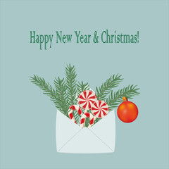 christmas greeting card with christmas tree