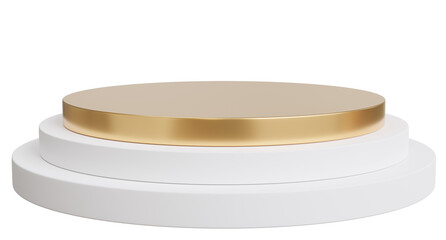 golden with white podium presentration,3d rendering