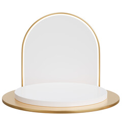golden with white podium presentration,3d rendering